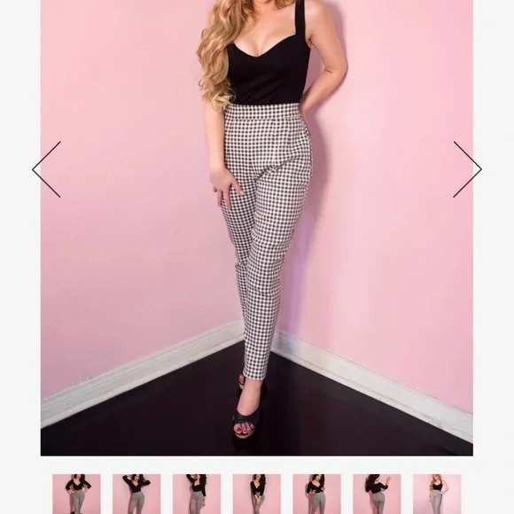 Vixen by Micheline Pitt. Gingham cigarette pants, XL and NWT. - Picture 3 of 4
